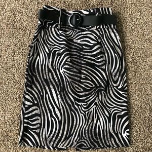Zebra print mini skirt with belt